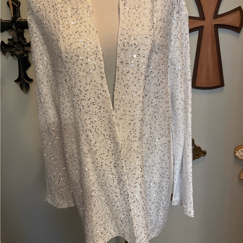 Nic & Zoe Sparkling White Sequin Cardigan